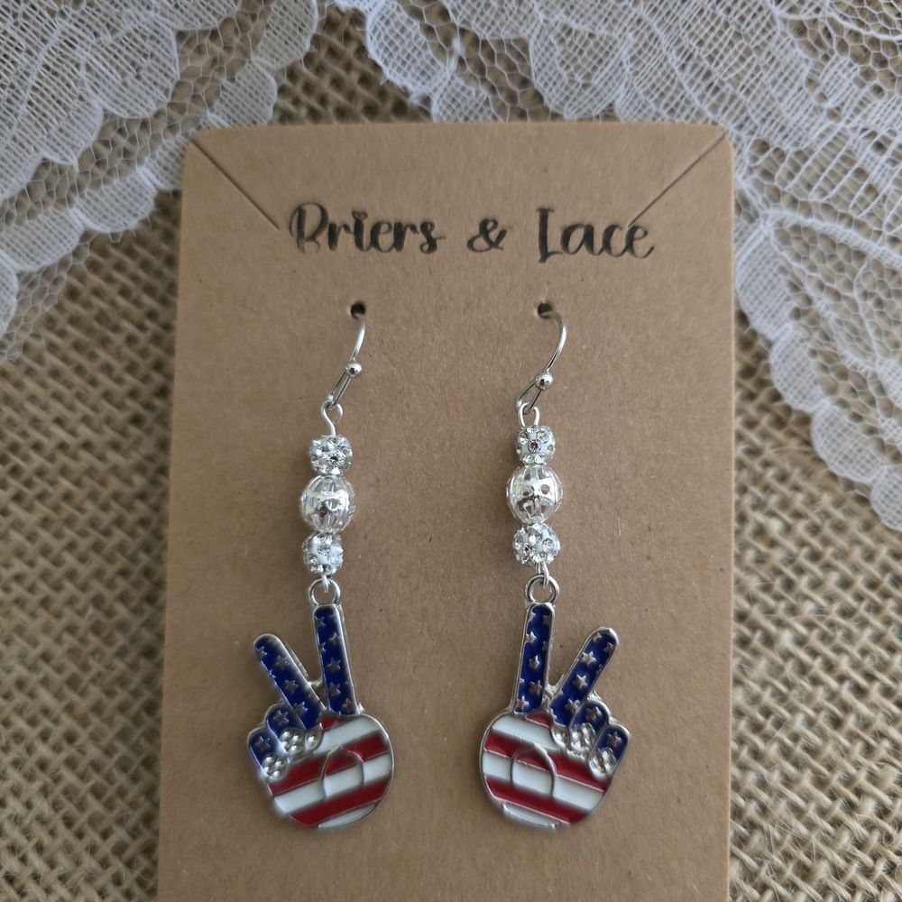 Priers & Lace Silver and Multicolor Peace Sign Earrings